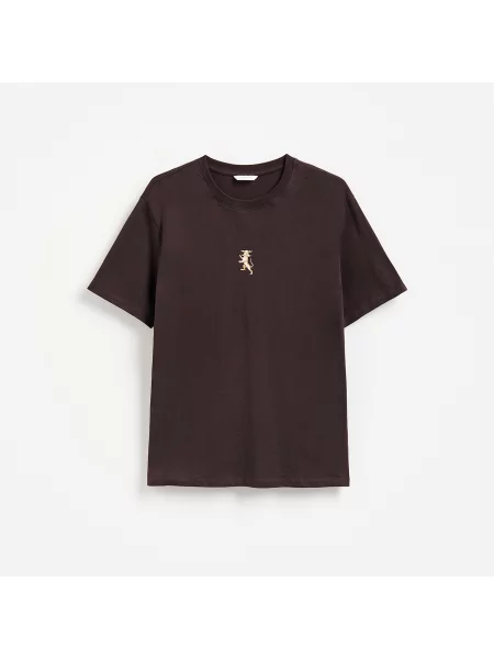 Reserved tričko střihu regular tmavě hnědá