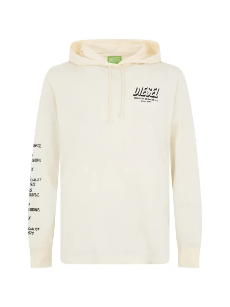 Bluza z kapturem Diesel z nadrukiem biała