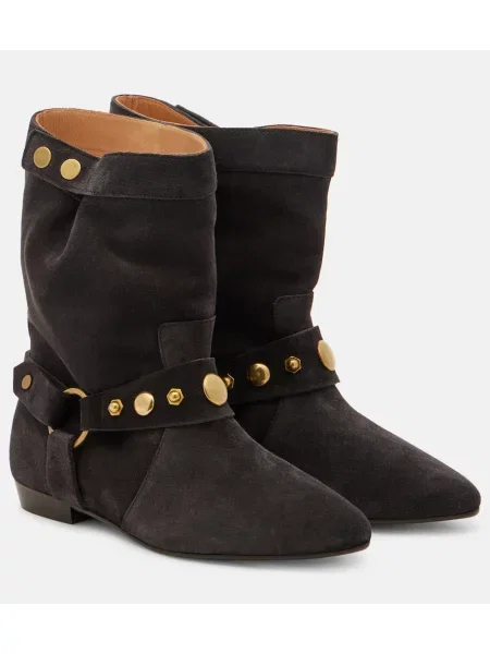 Cizme scurte Isabel Marant din piele de căprioară negru