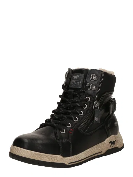 MUSTANG Šněrovací kozačky černá