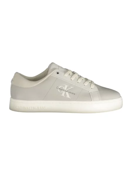 Trampki Calvin Klein z nadrukiem skórzane klasyczne szare