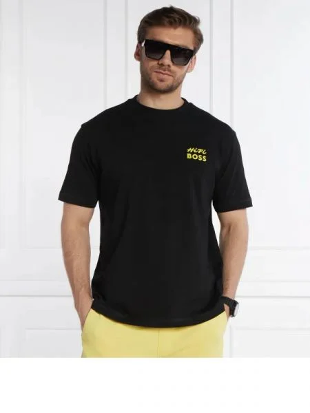 BOSS ORANGE Póló Te_Records | Relaxed fit fekete