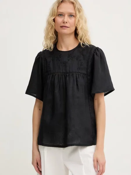 Weekend Max Mara bluză pentru femei din in BACINO negru