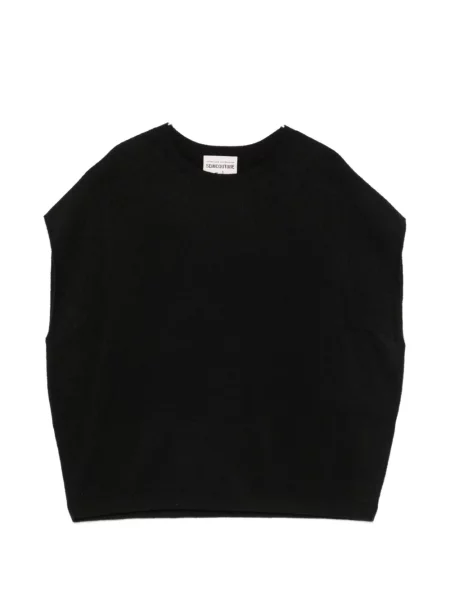 Vestă Semicouture tricotate cu decolteu rotund negru