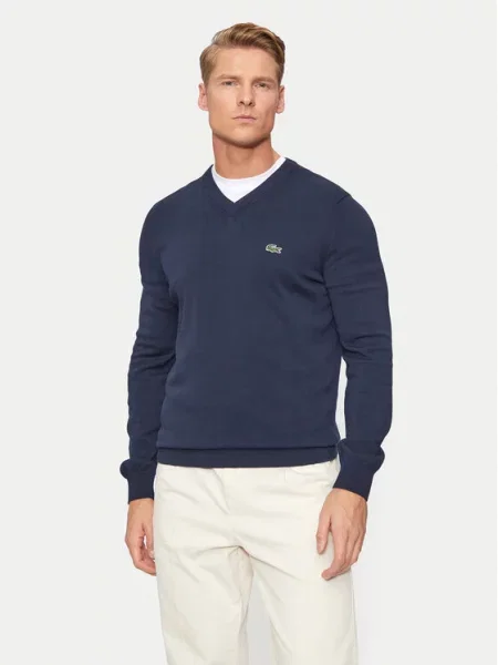 Sweter Lacoste z logo granatowy