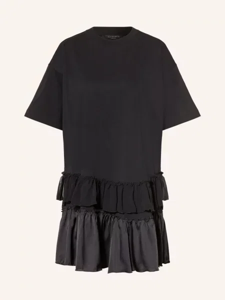 Šaty AllSaints Feyre Relaxed Fit Mini Dress Black L černé