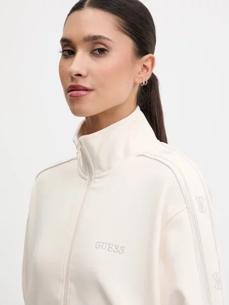 Свитер Guess с капюшоном с аппликацией бежевый