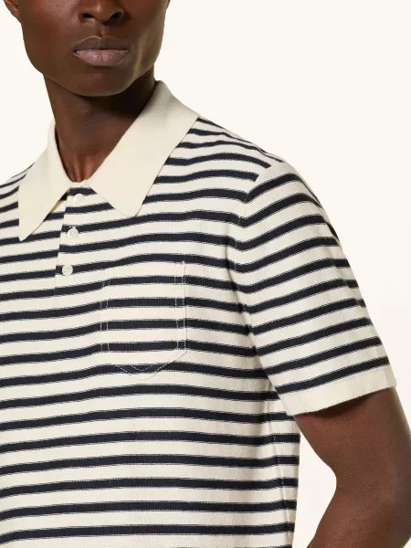 A.P.C. Pletené Polo Tričko Eliot režná / tmavě modrá