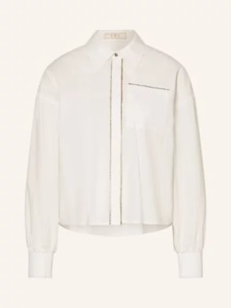 Ivi Collection Bluzka Z Kamieniami Ozdobnymi weiss biała