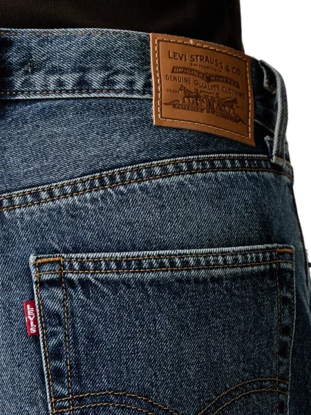 Pantaloni scurți din denim Levi's® din dantelă zdrențuiți cu talie înaltă albastru
