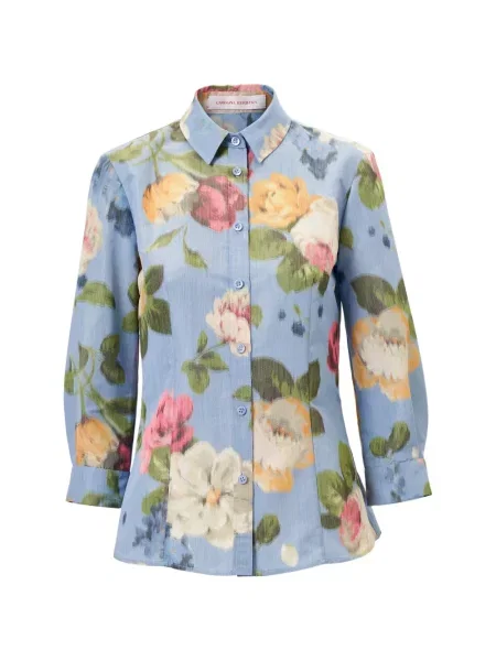 Cămașă Carolina Herrera cu model floral cu imagine albastru