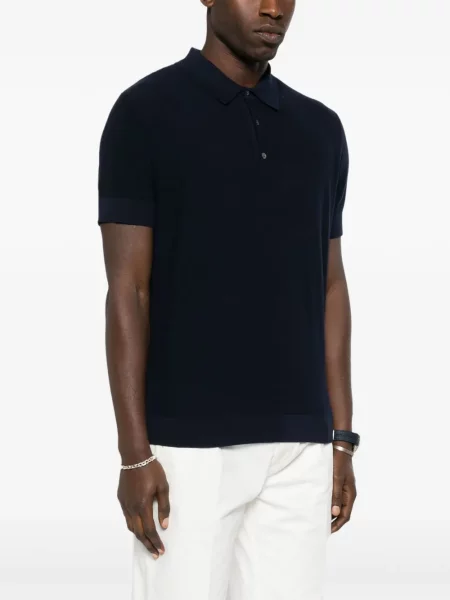 Tricou polo Fursac din cașmir albastru