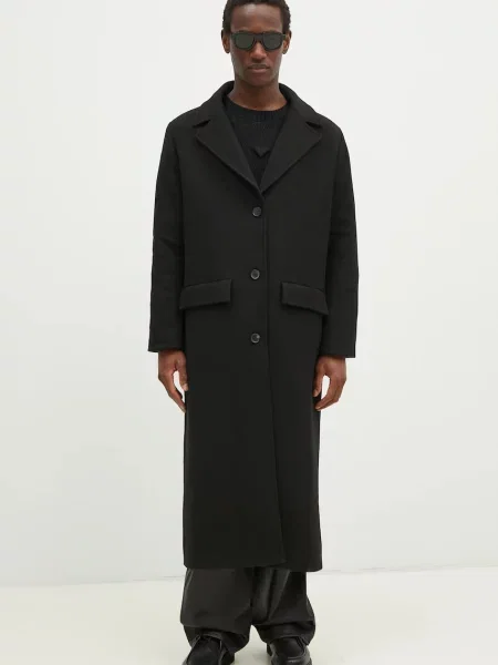 Won Hundred palton din lână bărbați de tranzitie negru
