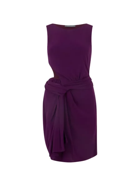 Rochie mini Alberta Ferretti fără mâneci drapată violet