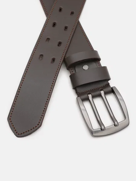 Кожаный ремень Borsa Leather с ремешками коричневый