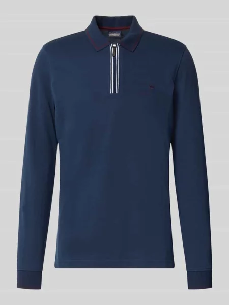 Koszulka polo o kroju slim fit z zamkiem błyskawicznym Christian Berg Men granatowa