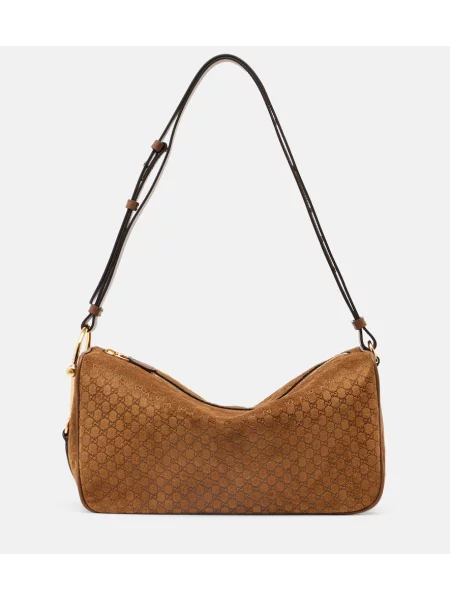 Torbica Gucci Horsebit iz semiša rjava