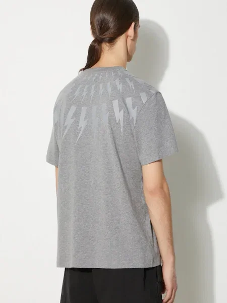 Футболка Neil Barrett Fairisle Thunderbolt Slim з принтом сірий