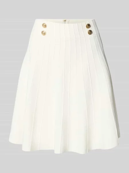 Spódnica o długości do kolan z wszytym zamkiem błyskawicznym model ‘EMMIE’ biała