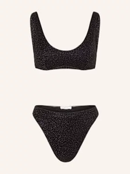 Oséree Bikini Bustier Lumiere Sporty Z Błyszczącą Przędzą schwarz czarny
