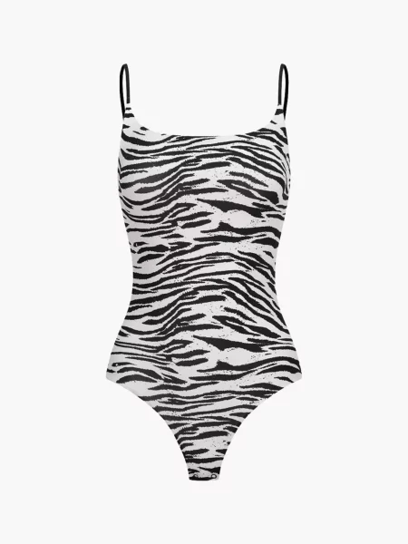 Cfab Alakformáló body Cami Bodysuit mit String fekete fehér