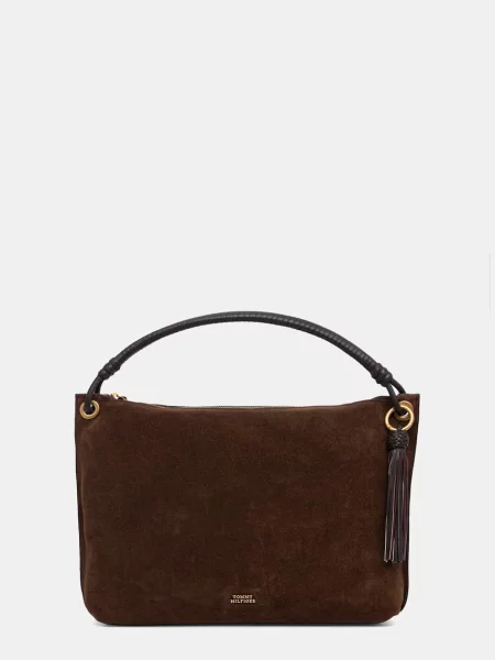 Tommy Hilfiger Geantă Th Statement Leather Bag Suede maro