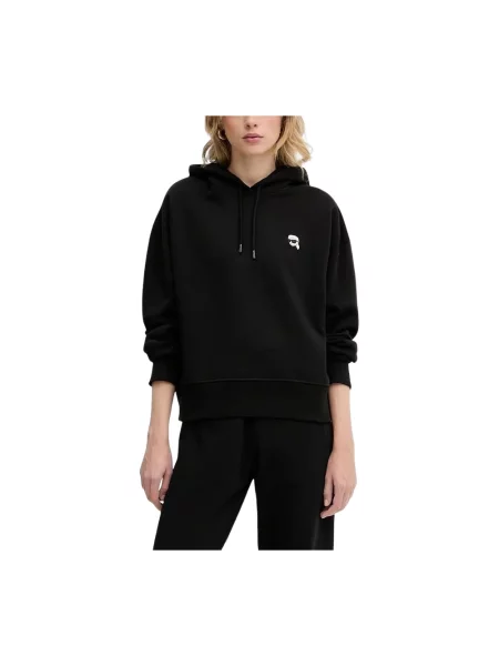 Bluza z kapturem Karl Lagerfeld z logo czarna