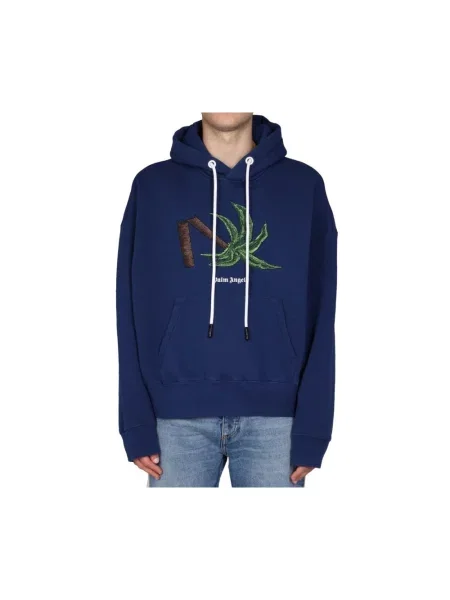 Bluza z kapturem Palm Angels niebieska