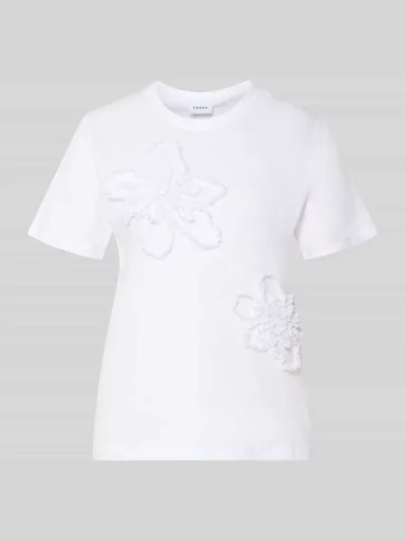 T-shirt o kroju regular fit z falbankami Comma biała