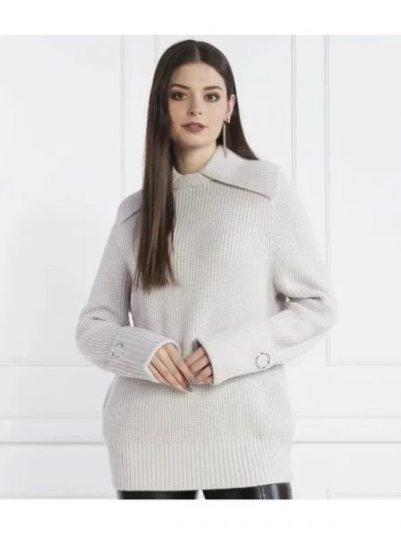 Patrizia Pepe Pulover cu adaos de lână gri