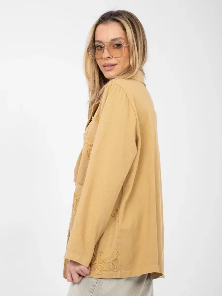 Jakna Rue Paris z vezenjem rjava