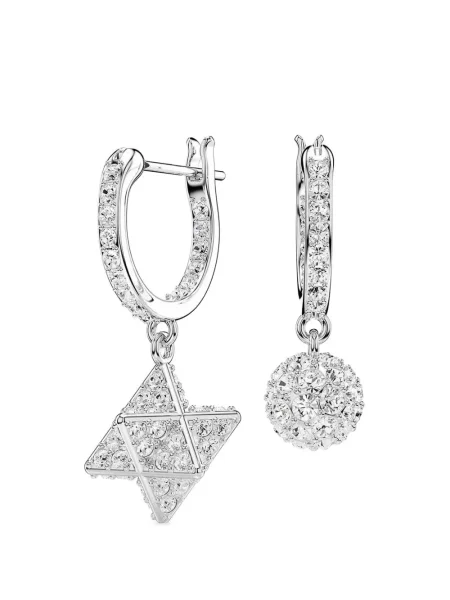 Cercei Swarovski cu imprimeu geometric argintiu