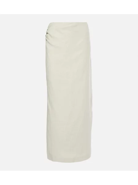 Lniana spódnica midi Sir. asymetryczna do kolan zielona