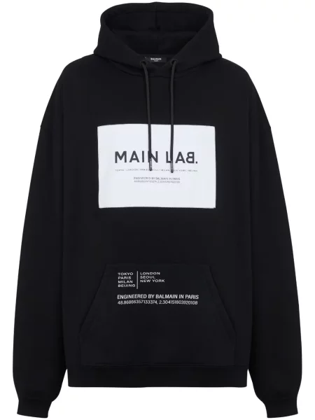 Hanorac cu glugă Balmain cu autograf negru