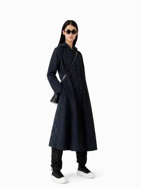 Плащ Emporio Armani поліестер/бавовна синій