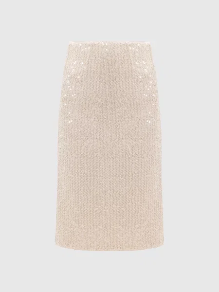 Твидовая юбка Twinset с пайетками бежевая
