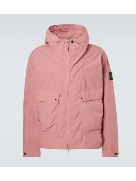 Platno jakna Stone Island s kapuco kamni roza