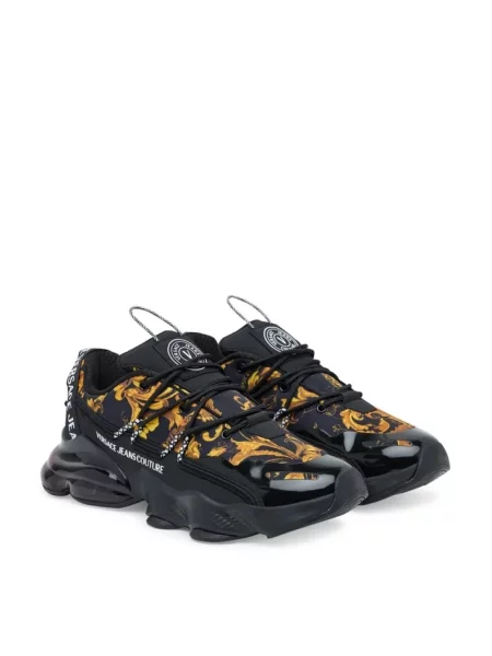 Versace Buty Mężczyzna 42 EU Sneakersy z Błyszczącymi Wstawami czarny