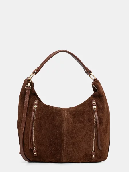 Answear.LAB geanta de mana din piele intoarsa maro