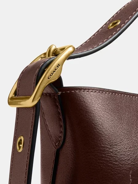 Кожаная сумка ведро Coach коричневая