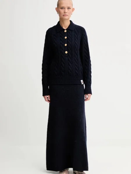 Bally sweter wełniany granatowy ciepły