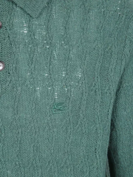 Tricou polo Etro din cașmir verde