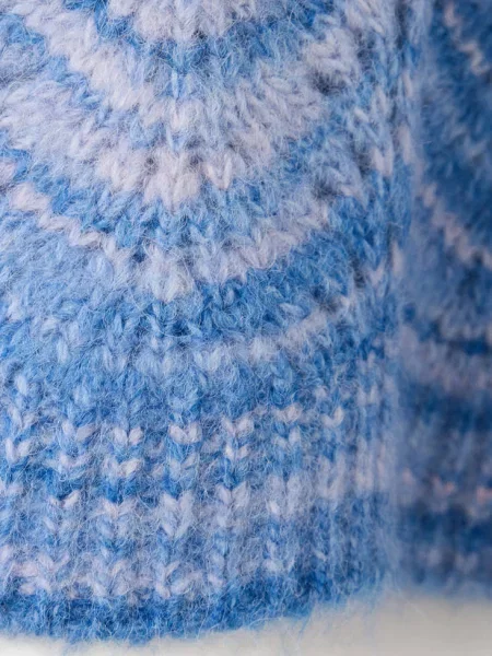 Sweter z ażurowej dzianiny w paski lawendowy Dzieci lata MANGO KIDS