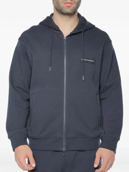 Hanorac cu glugă Armani Exchange cu autograf negru