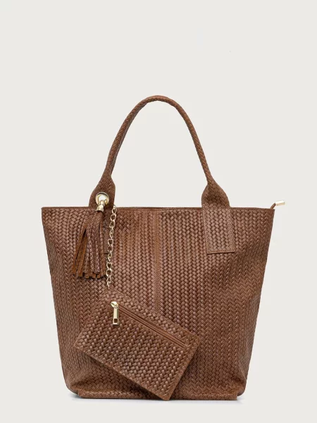 Answear.LAB geantă shopper pentru femei din piele maro