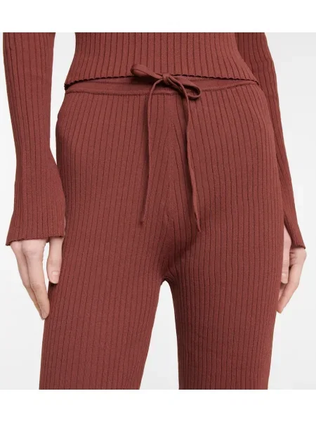 Pantaloni Nanushka cu talie înaltă tricotate maro