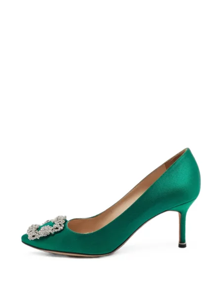 Pantofi cu toc Manolo Blahnik cu cataramă verde
