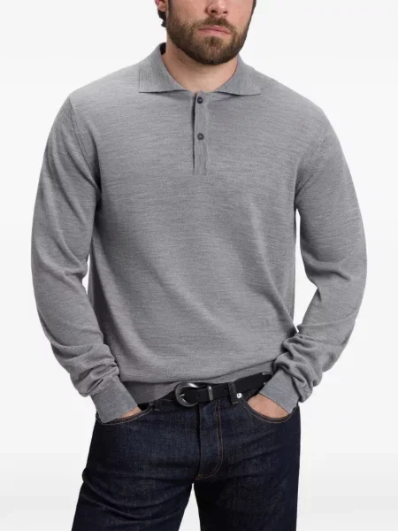 Tricou polo Woolrich de lână gri