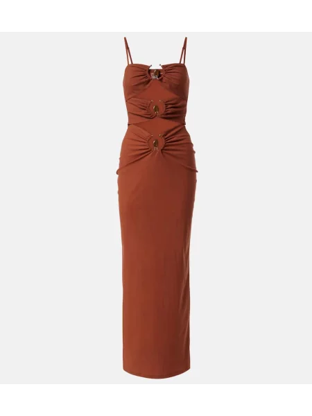 Rochie maxi Christopher Esber din jerseu de costum maro