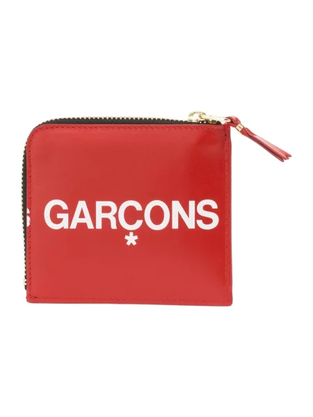Portfel Comme Des Garcons skórzany z logo czerwony